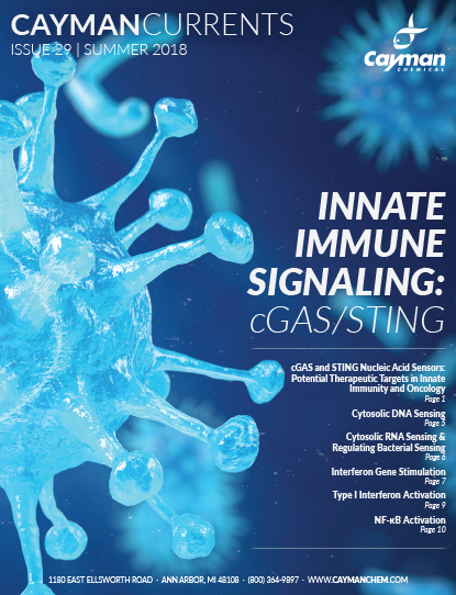 <p>Cayman Currents Issue 29: Innate Immune Signaling: cGAS/STING<br></p>