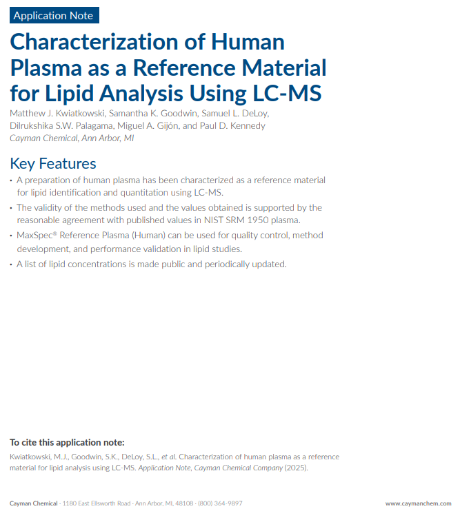 Characterization of Human Plasma as a Reference Material for Lipid ...