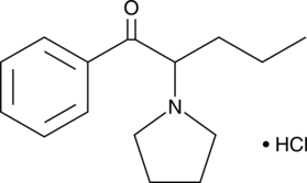 α-Pyrrolidinopentiophenone (hydrochloride) (CRM) (O-2387, α-PVP, α-Pyrrolidinovalerophenone, 2-(1-pyrrolidinyl)-Valerophenone, CAS Number: 5485-65-4)