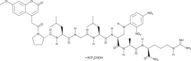 Mca-PLGL-Dap(Dnp)-AR-NH2 (trifluoroacetate salt) (Mca-Pro-Leu-Gly-Leu-Dap(Dnp)-Ala-Arg-NH2, 7-Methoxycoumarin-4-acetyl-P-L-G-L-β-(2,4-dinitrophenylamino)A-R amide)