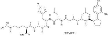 Dnp-PLG-Cys(Me)-HA-DArg-NH2 (trifluoroacetate salt) (Dnp-Pro-Leu-Gly-Cys(Me)-His-Ala-DArg-NH2, Matrix Metalloproteinase-1 Substrate II, MMP-1 Substrate II)