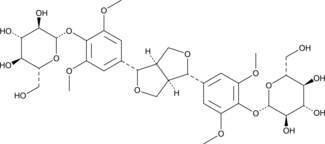Liriodendrin (Acanthoside D, (+)-Syringaresinol di-O-β-D-glucoside, (+)-Syringaresinol-4,4′-di-O-β-D-glucopyranoside, CAS Number: 573-44-4)