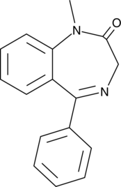 Deschlorodiazepam (BDA 250, CBC 1219, Dechlorodiazepam, 1,3-Dihydro-1-methyl-5-phenyl-2H-1,4-benzodiazepin-2-one, 1-Methyl-5-phenyl-1,3-dihydrobenzo[e][1,4]diazepin-2-one, Ro 5-3464, CAS Number: 3034-65-9)